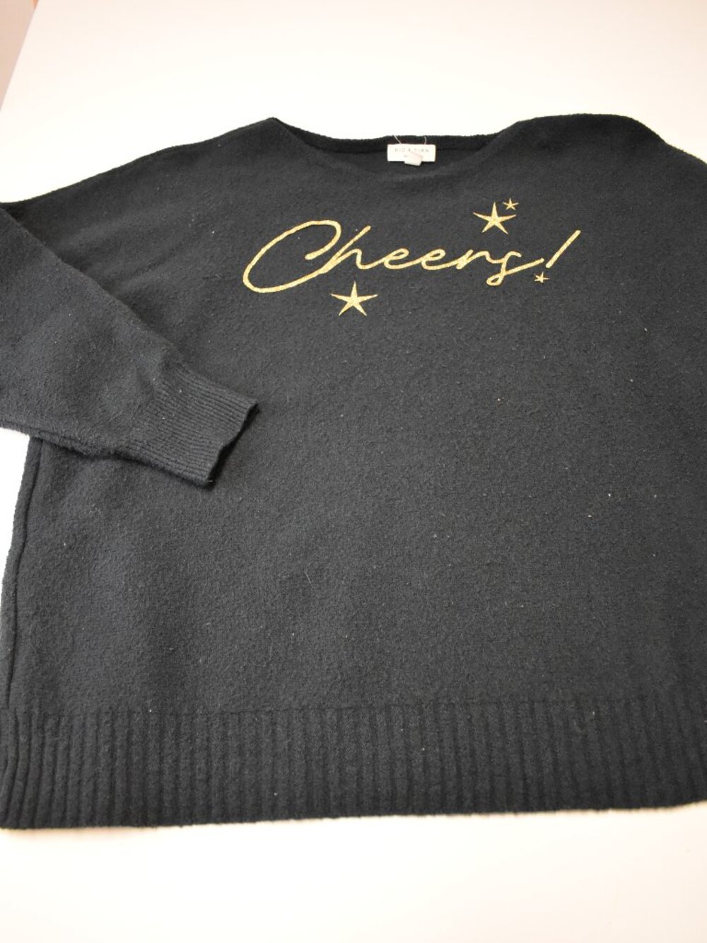 3x Rio & Rian New York Dark Green Cheers Gold Stars Sweater Plus Size Holiday Pa